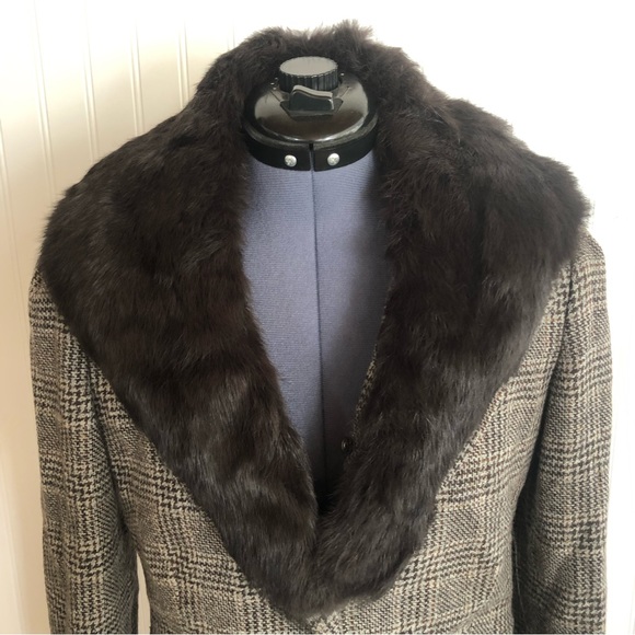 Juicy Couture Wool Tweed Blazer Removable Rabbit Fur Collar Vintage Y2k Rare - Picture 2 of 16